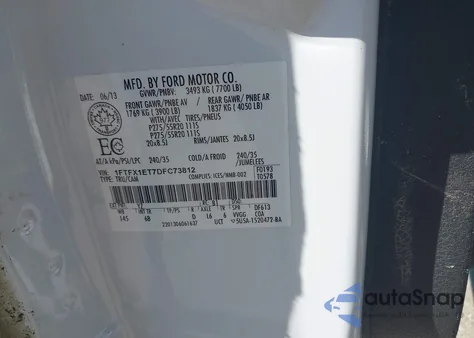 2013 Ford F150 Fx4 из США, поврежденный, VIN 1FTFX1ET7DFC73812